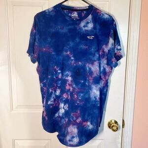 Hollister Galaxy Tie Dye Colored Shirt Top Crew Neck Short Sleeves | XL